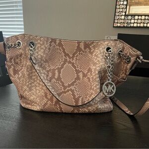 Michael Kors Tan Snake Print Shoulder Bag